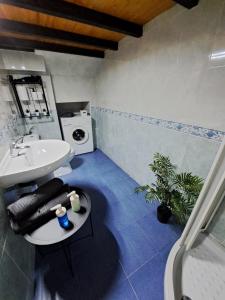 a bathroom with a sink and a washing machine at Apartamento monte dorado in Málaga