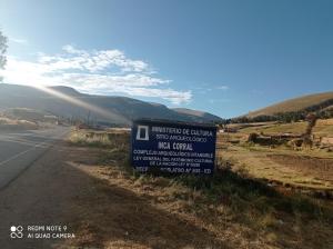 a sign on the side of a road at Casa del Virrey Hospedaje in Jauja