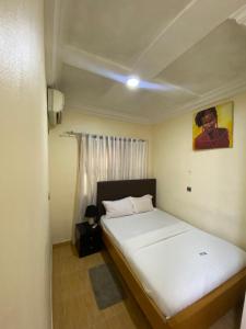 sypialnia z łóżkiem w pokoju w obiekcie Apartment D (Deluxe One Bedroom Apartment) w mieście Lagos