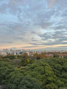 a view of a city with trees and buildings at Chacarita Sunset l Andes Park in Buenos Aires