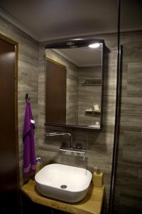 uma casa de banho com um lavatório e um espelho em Brezova Poljana Lodge em Vrbovsko