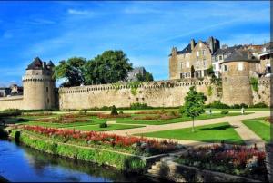 a castle with a river in front of it at L'incontournable, centre ville parking WIFI in Vannes