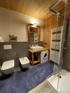 ヴァルトゥルナンシュにあるMaisonGorretのバスルーム(洗面台、トイレ、シャワー付)