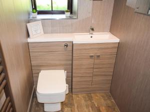 małą łazienkę z toaletą i umywalką w obiekcie The Studio At Malt Kiln Cottage w mieście Grizebeck