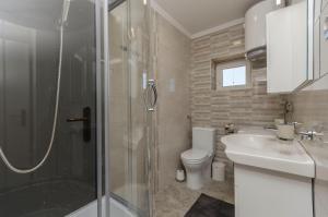 een badkamer met douche, toilet en wastafel bij Apartment Paradise in Kaprije +30 foto's