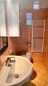 uma casa de banho com um lavatório e um WC em Casa Piccolo Paradiso em Giuncarico