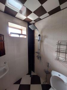 een badkamer met een toilet en een wastafel bij Green Granden Vandam KMRN in Gabala