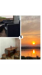 a collage of three pictures of a sunset at Bukhta in Vapnyarka