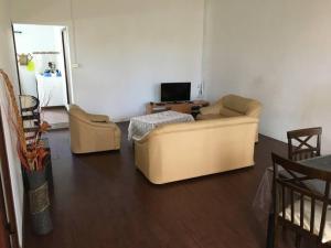 a living room with two couches and a television at Modern and Cozy Apartment in Quatre Bornes in Quatre Bornes