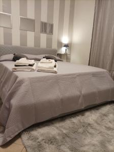 - une chambre avec un lit et 2 serviettes dans l'établissement La Sosta in Lunigiana, à Monti di Licciana Nardi