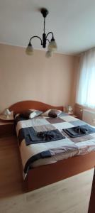 sypialnia z łóżkiem w pokoju w obiekcie Central Vanilla Oradea w mieście Oradea