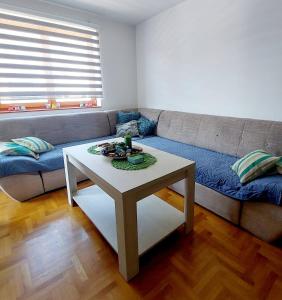 a living room with a couch and a table at Apartman Teo in Lukavica