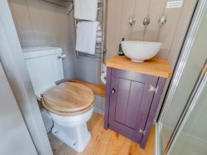 a small bathroom with a toilet and a sink at Annie - Uk44003 in Cold Kirby