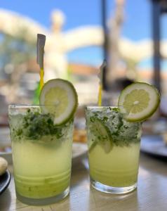 two glasses of lime margaritas on a table at Adelais Bay Hotel in Protaras