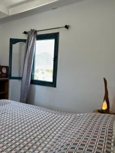 a bedroom with a bed and a window at Cozy farm studio in Nuweiba
