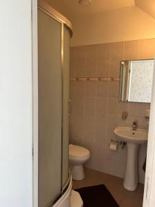 een badkamer met een toilet en een wastafel bij Radi in Brocēni