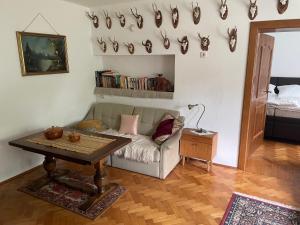 a living room with a couch and a table at Haus Berchtold in Hermagor