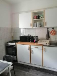 Kuchyň nebo kuchyňský kout v ubytování Aréna Apartman