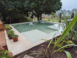 a swimming pool in a garden with plants at Entre Sierras in Tandil