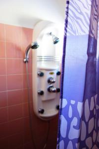 La salle de bains est pourvue d'une douche et d'un sèche-cheveux. dans l'établissement APARTMÁNY SLAVIE/SEGA TROJANOVICE, à Trojanovice