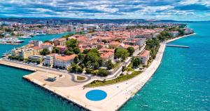 an aerial view of a city next to the water at Mini Villa Punta in Zadar