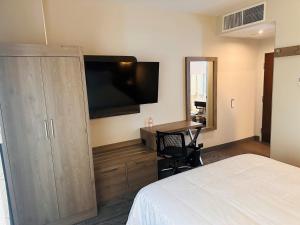 um quarto com uma cama e uma televisão de ecrã plano em Holiday Inn Express Mexico City Satelite, an IHG Hotel em Cidade do México