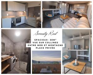 un collage de fotos de una cocina y una habitación en Très joli studio & balcon - Grasse 30 m² en Grasse
