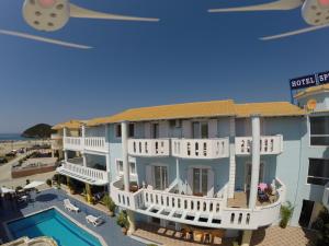 a model of a building with a swimming pool at Hotel Spiros in Ammoudia