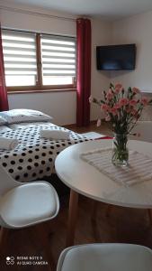 Telewizja i/lub zestaw kina domowego w obiekcie Dębowy Apartamenty/Pokoje