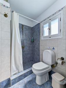 La salle de bains est pourvue d'une douche et de toilettes. dans l'établissement Thavma in Sifnos, à Apollonia