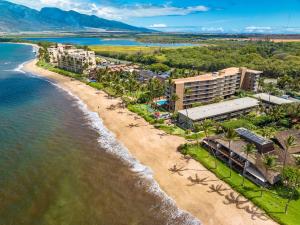 an aerial view of the beach at the resort at 401 Nani Kai HaleBeachfrontNewly Remodeled in Kihei