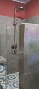W łazience znajduje się prysznic ze szklanymi drzwiami. w obiekcie Villa Ste Marie w mieście Sainte-Marie
