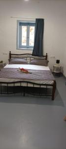- un grand lit dans une chambre avec fenêtre dans l'établissement Paradise, à Kollimpithra