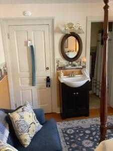 uma casa de banho com um lavatório e um espelho em Terrell House B&B em Burnsville