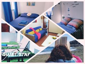 un collage de cuatro fotos de una habitación en Aeropuerto Quiet Stay Gran Canaria en Playa del Burrero