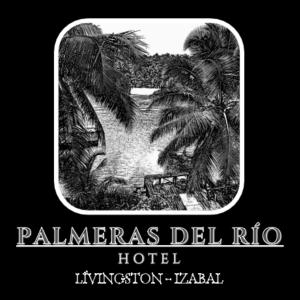 a black and white picture of a hotel with palm trees at Palmeras del Río HOTEL in La Viña
