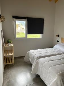 um quarto com 2 camas e uma janela em Apartamentos Aronces em Cudillero