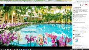 a computer screen with a picture of a swimming pool at Bliss Inn Tunari in Tunari