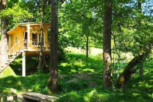a tree house in the middle of the woods at Treehouse LEA in Mikulášovice