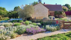 un giardino con molti fiori diversi e una casa di Clos Lamonzie a Sarlat-la-Canéda Altre 34 foto
