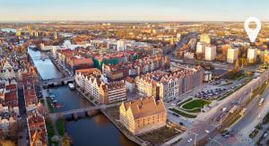 Výhľad na mesto Gdansk alebo výhľad na mesto priamo z apartmánu