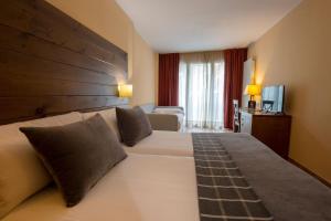 a hotel room with a large bed and a television at Hotel Màgic Ski in La Massana