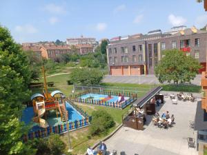 an aerial view of a playground with a water park at Raquel Inn - Garaje incluido in Avilés