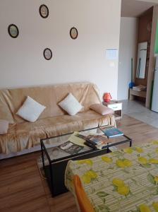 salon z kanapą i stolikiem kawowym w obiekcie Panorama Apartments w mieście Skradin