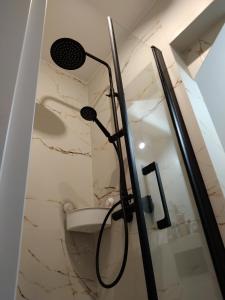 a shower with a shower head in a bathroom at Apartament Nowy Władek 1 in Władysławowo