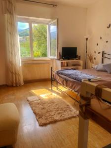 a bedroom with a bed and a window at Villa Magnolia in Crosano