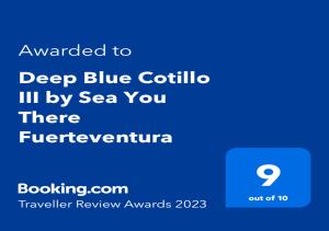 Certifikát, hodnocení, plakát nebo jiný dokument vystavený v ubytování Deep Blue Cotillo III by Sea You There Fuerteventura