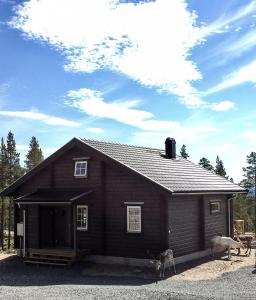 una casa con due cervi che si trovano fuori di Idre Himmelfjäll Resort a Idre