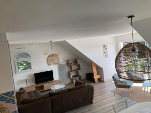 Zona d'estar a Grand et luxueux appartement lumineux 4 pers vue mer Wifi inclus