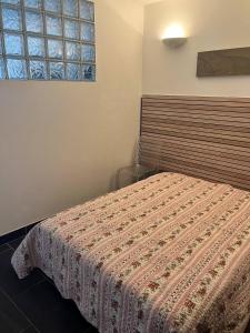 sypialnia z łóżkiem z kocem w obiekcie Jolie T2 bord de mer corse du sud w mieście Conca